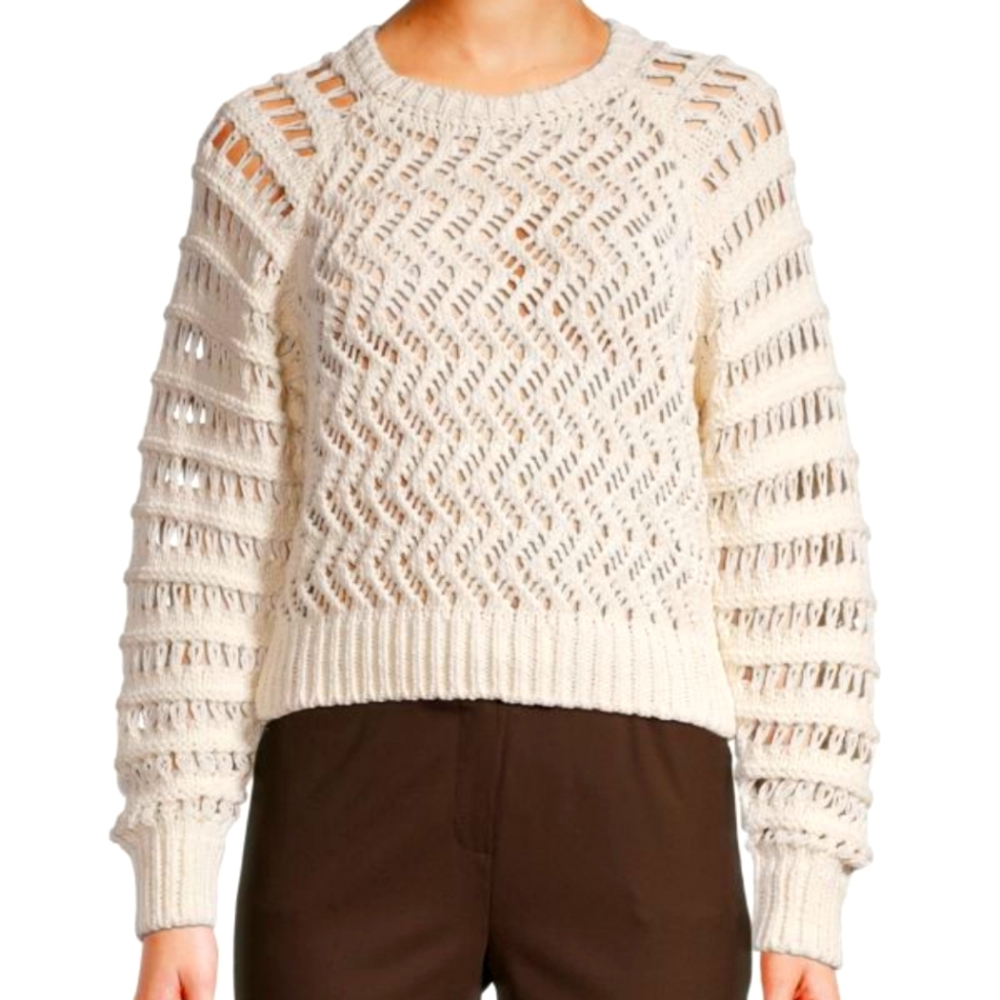 IRO Paris Attica Open Knit Cream Sweater